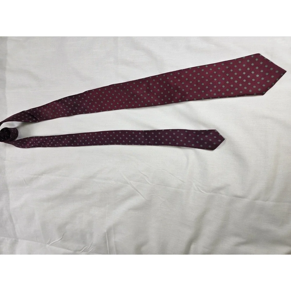 Chaps by Ralph Lauren Tie Mens Burgundy Silk Floral Microprint‎ Necktie Classic